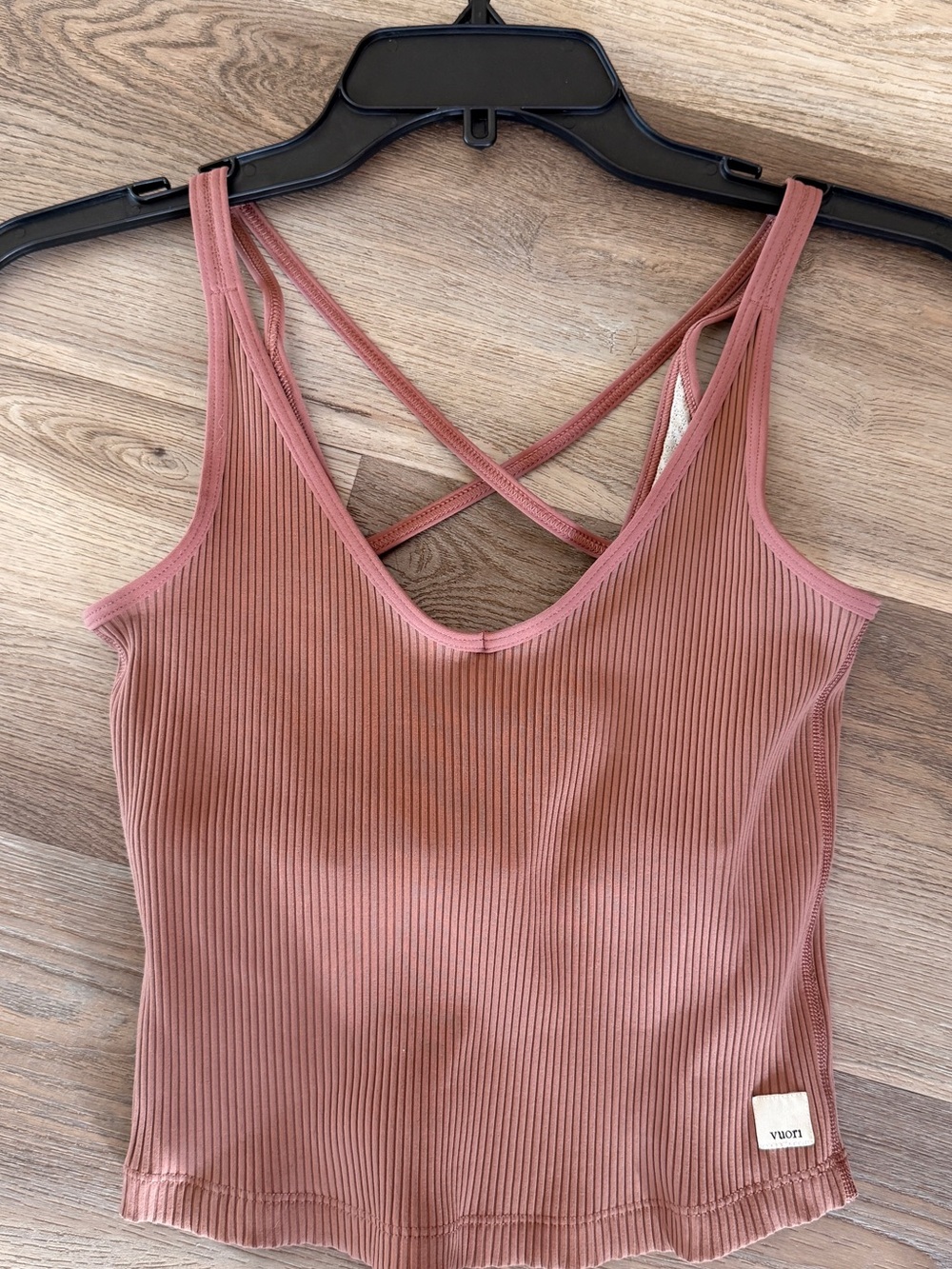 Vuori Ribbed Crossback Tank Top - Mauve - Picture 5 of 7